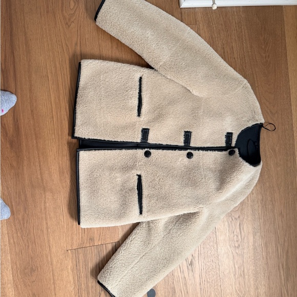 Mango Cream Teddy Sherpa Toggle Coat - Picture 2 of 4